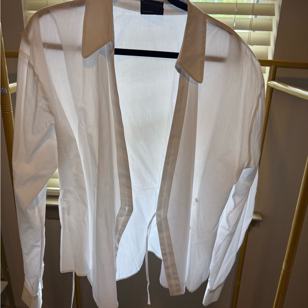 ASOS White Sheer Long-Sleeve Open Blouse